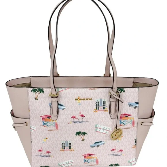 Michael Kors Gilly Large Tote Light Powder Blush Pink MK Miami Beach - Picture 5 of 9